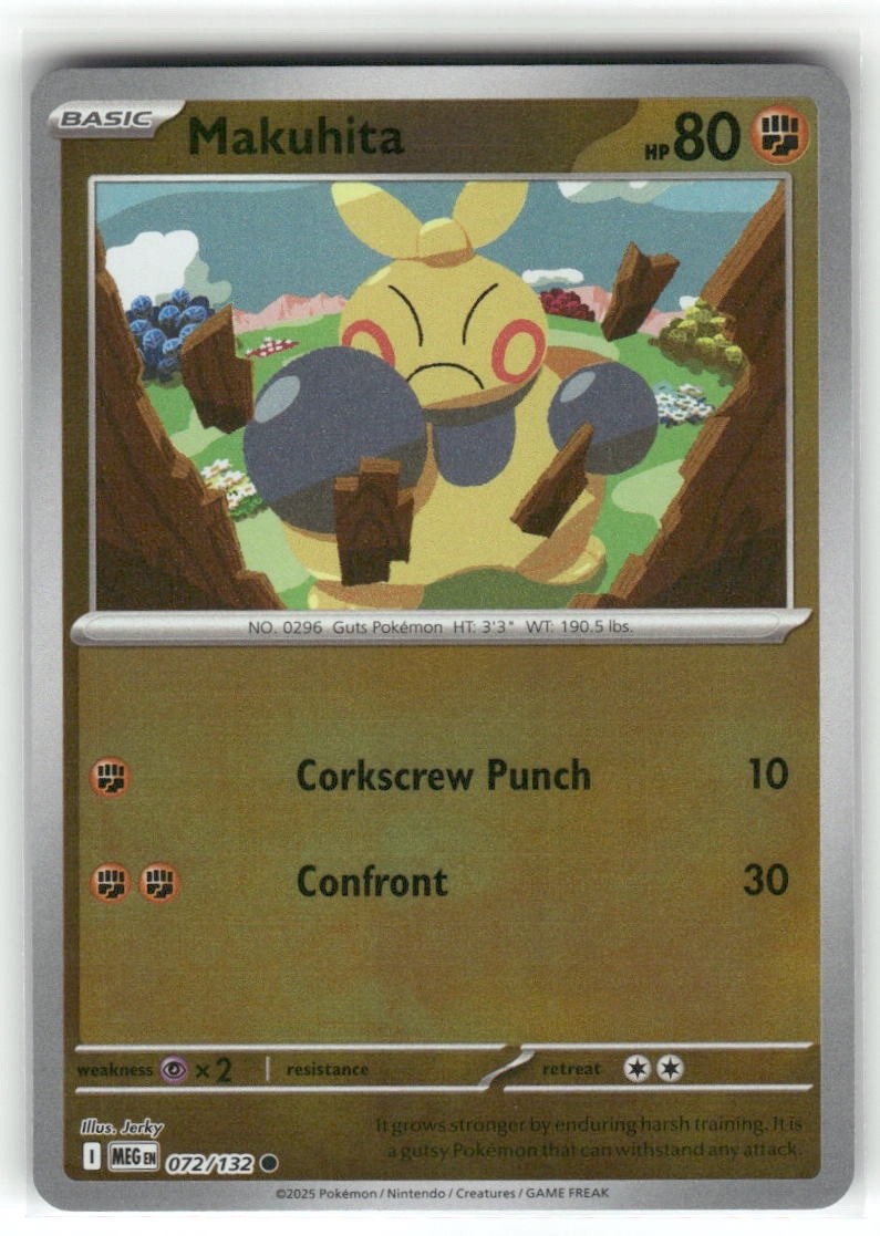 Makuhita 072/132 Reverse Holo Mega Evolution Pokemon TCG