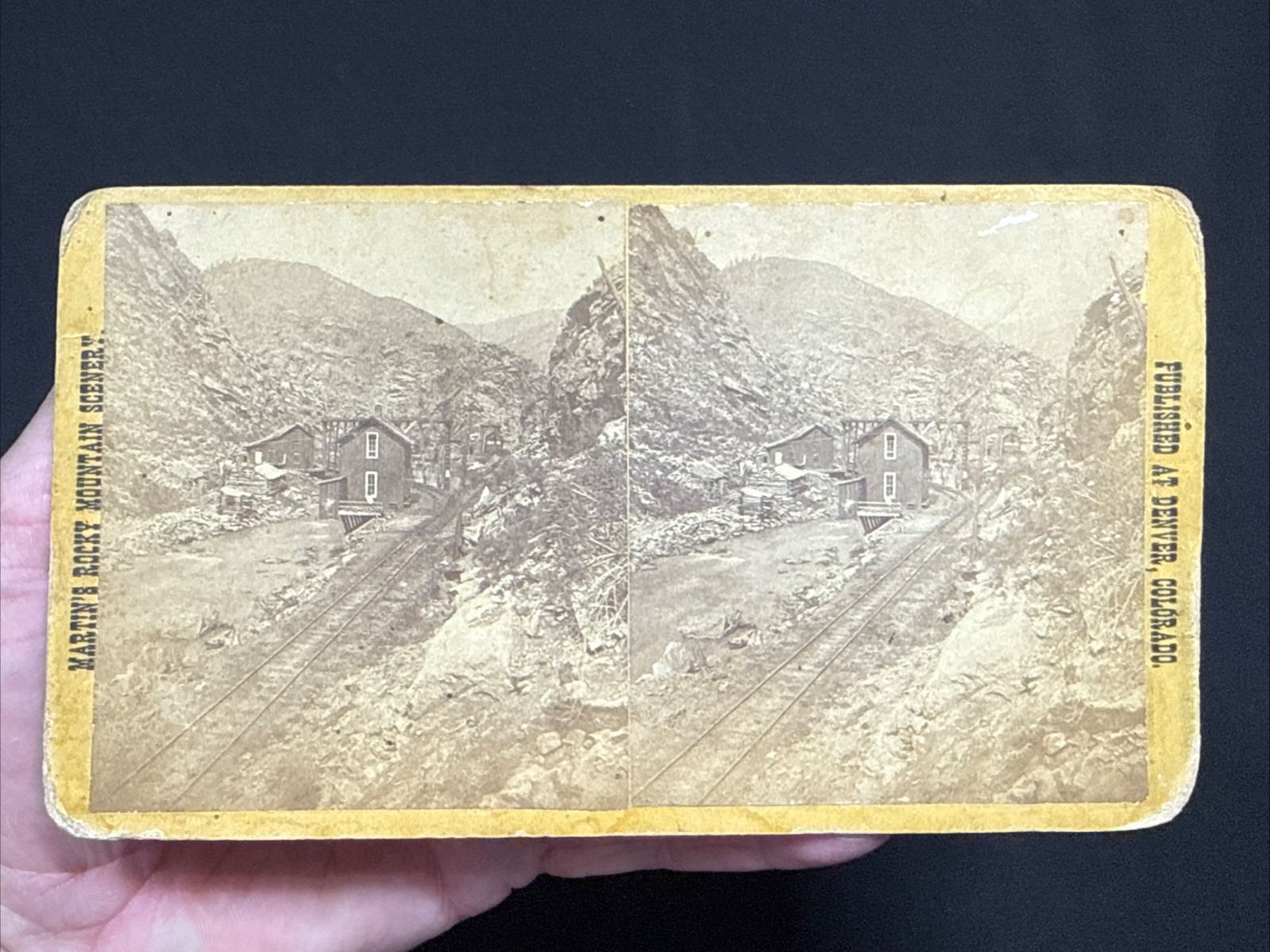 RARE 1880’s Stereo View “View At The Forks C.C.R.R. Looking Up” R.R. Station CO. RARE 1880’s Stereo View “View At The Forks C.C.R.R. Looking Up” R.R. Station CO.