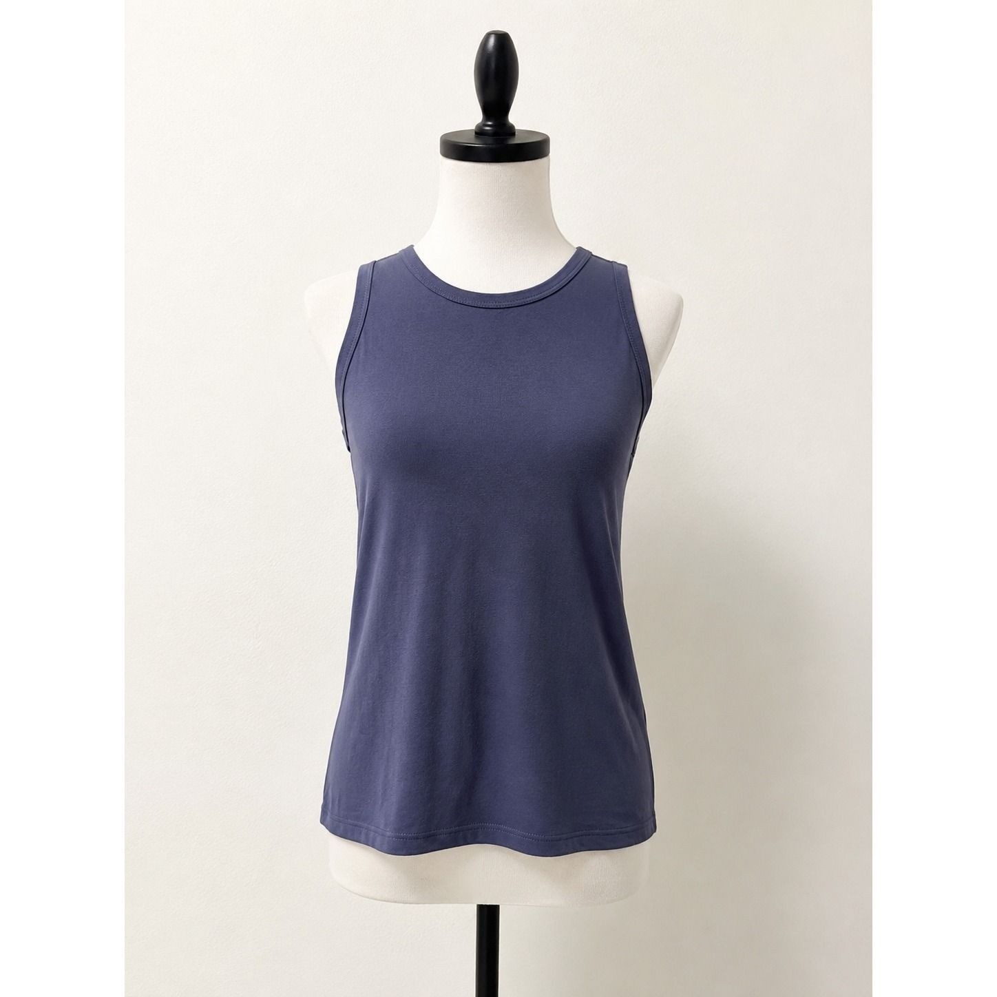 Quince Cotton Modal Sleeveless Deep Blue Crew Neck Tank Top Sz M