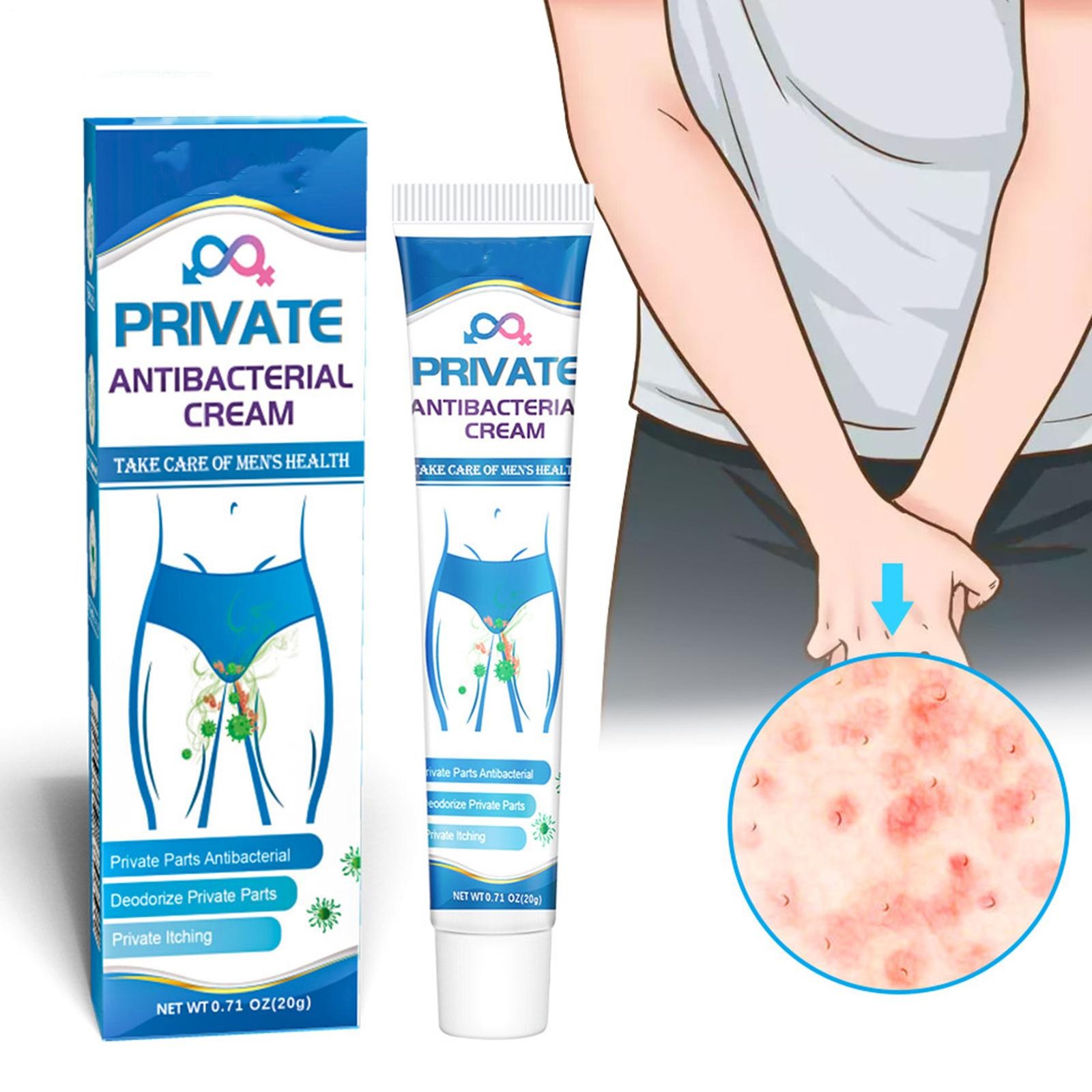 Men\'s Private Antibacterial Cream Deep Repair External Use Itching Cream