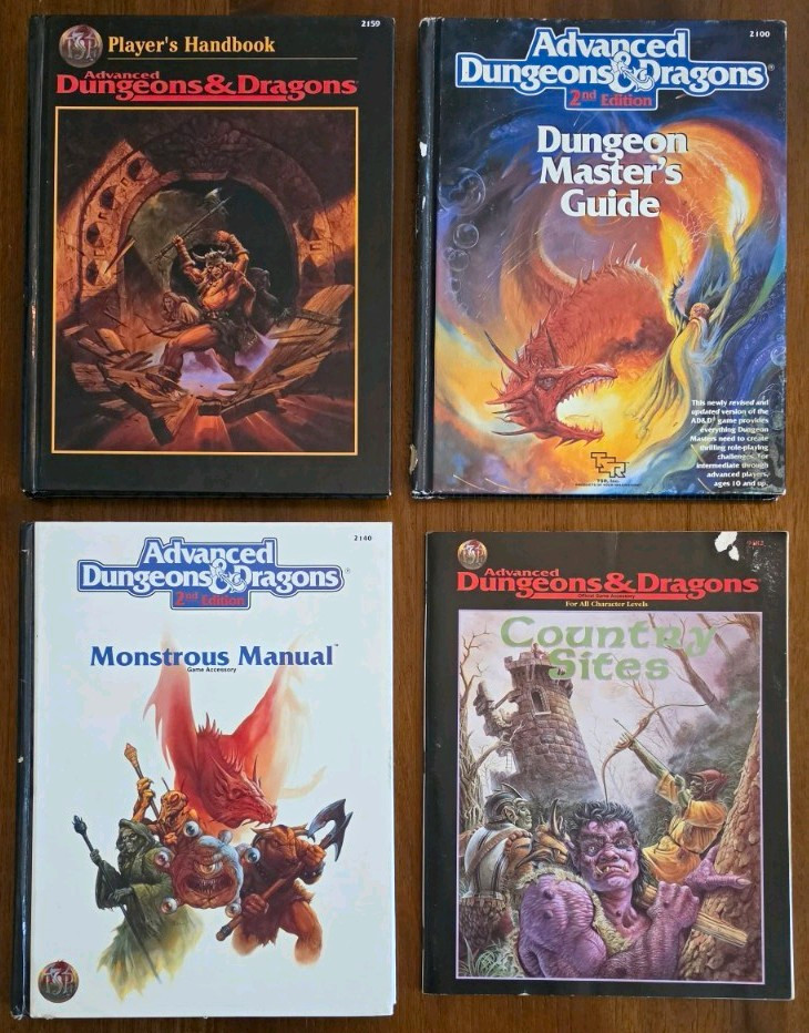 AD&D Advanced Dungeons & Dragons 2nd Edition 4 Book Lot TSR Hardcover Manuals