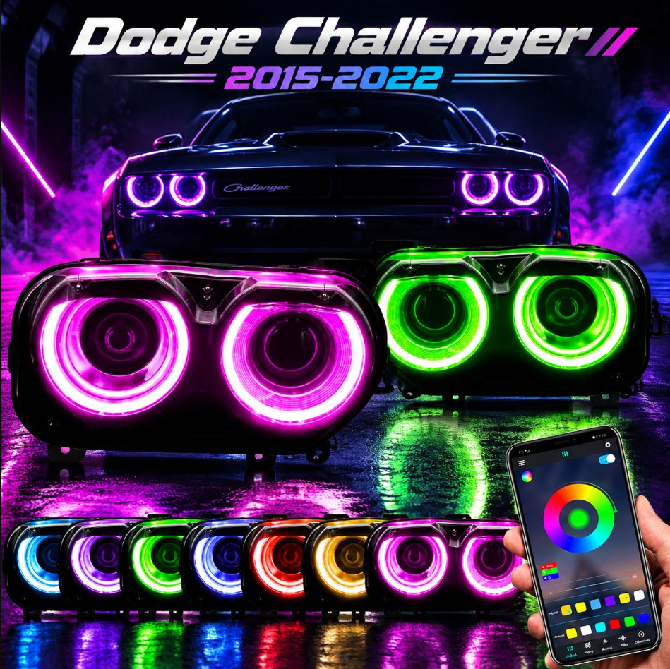 VLAND RGB LED Headlights For 2015-2022 Dodge Challenger R/T SRT Hellcat SXT SE
