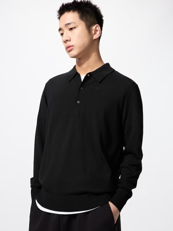 UNIQLO Merino Knit Polo Shirt XS-3XL Long-Sleeve Men 478537 Japan New