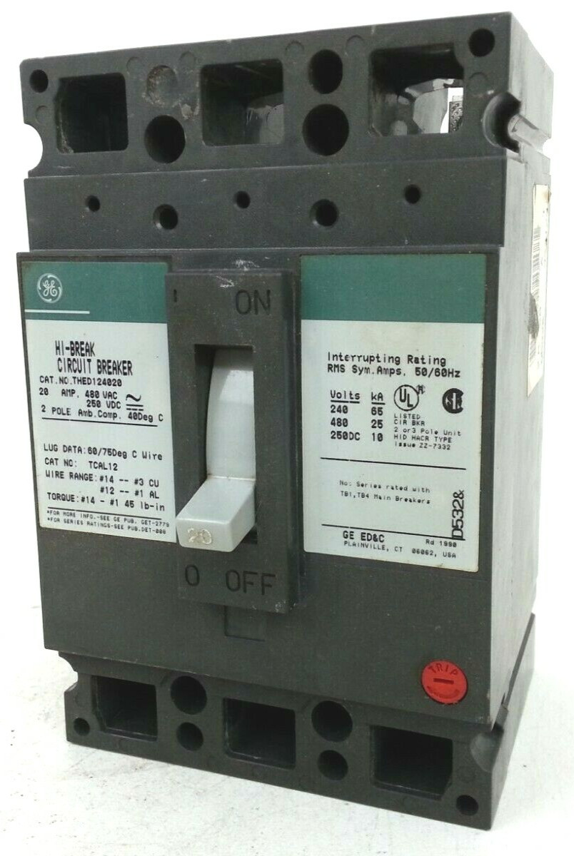 THED124020 GE 20 Amp 480VAC 2 Pole Circuit Breaker - Next Day Option - New