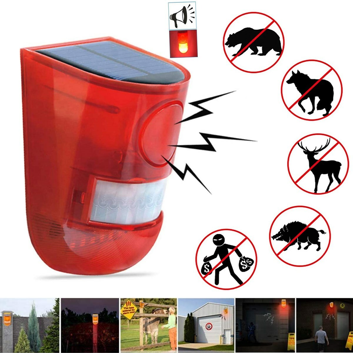Solar Alarm LED Light Solar Strobe Light Wireless Motion Sensor Detector Outdoor Solar Alarm LED Light Solar Strobe Light Wireless Motion Sensor Detector Outdoor