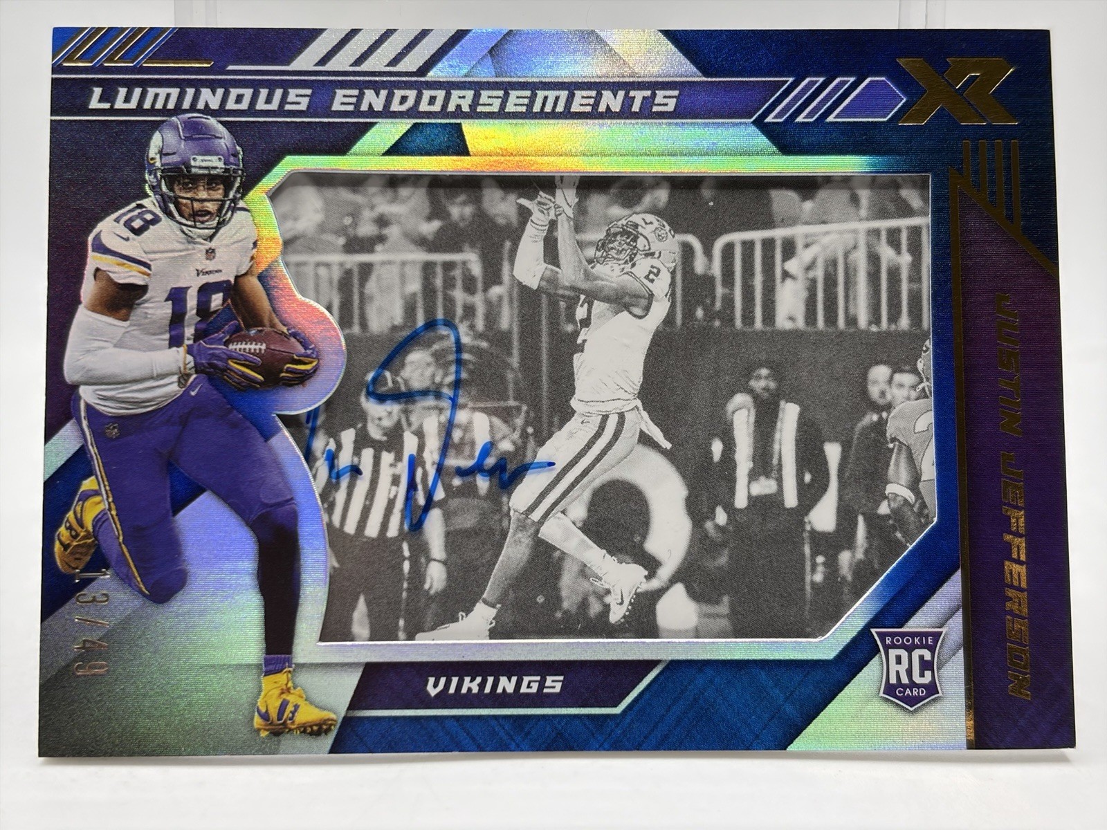 2020 Panini Luminous Endorsements JUSTIN JEFFERSON (ON-CARD AUTO #\'d / 49) RC 2020 Panini Luminous Endorsements JUSTIN JEFFERSON (ON-CARD AUTO #\'d / 49) RC