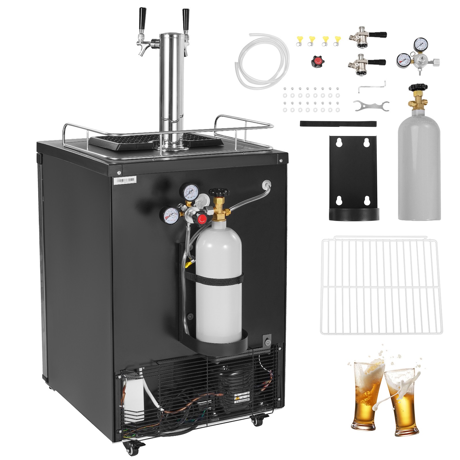 Uimoso Draft Beer Dispenser with Dual Tap and Full-Size Keg Refrigerator