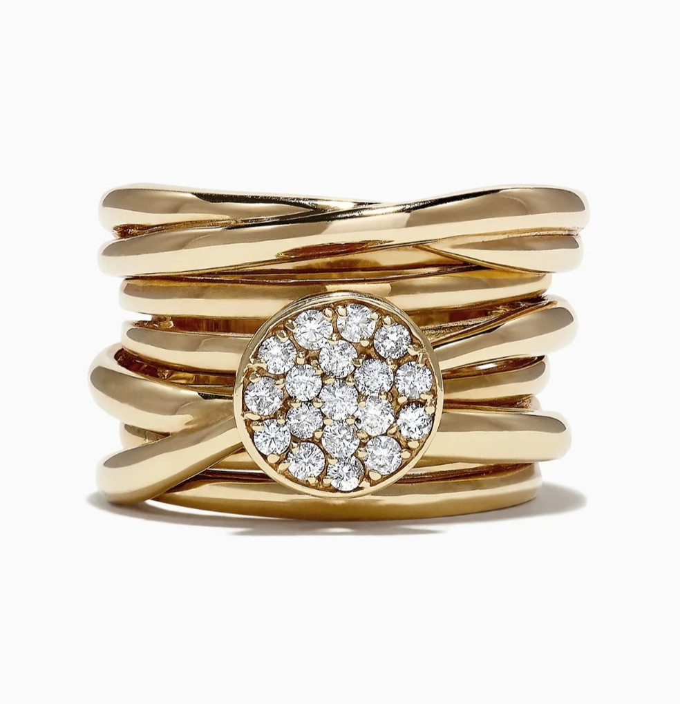 $6500 / NEW / EFFY D\'Oro Diamond wide Ring / 14K White Gold / super fancy