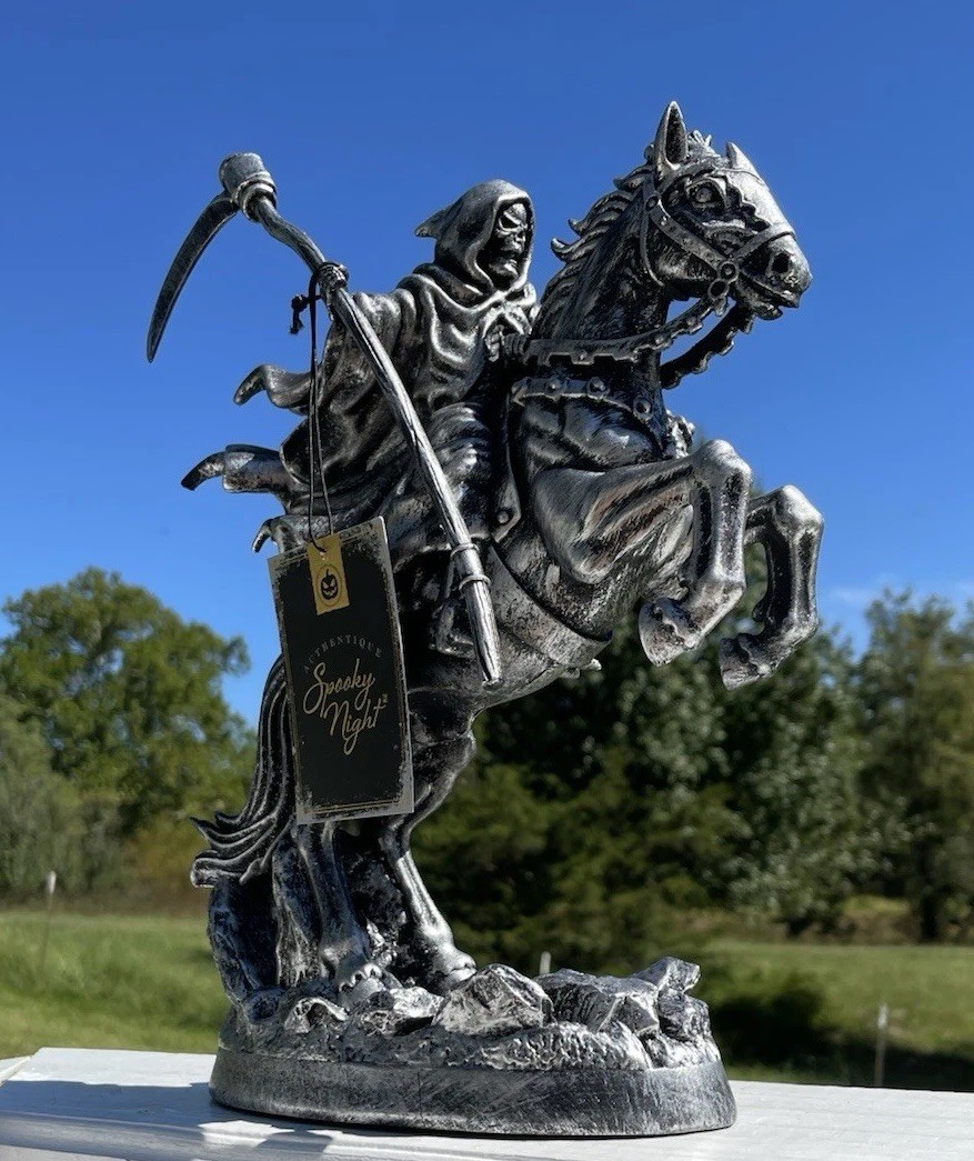 Spooky  night grim reaper  horse gothic skeleton rider New