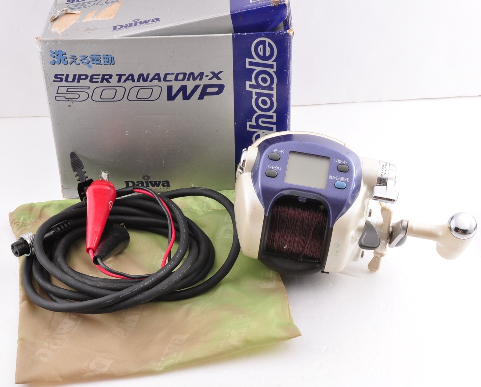 AS IS DAIWA Super Tanacom-X500WP Electric Fishing Reel English Manual Power Cord