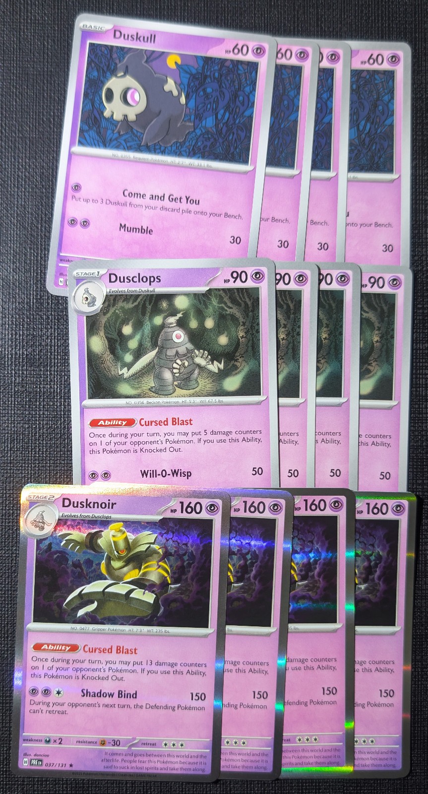 12x Playset Pokemon - Duskull (4) Dusclops (4) Dusknoir (4) - NM English