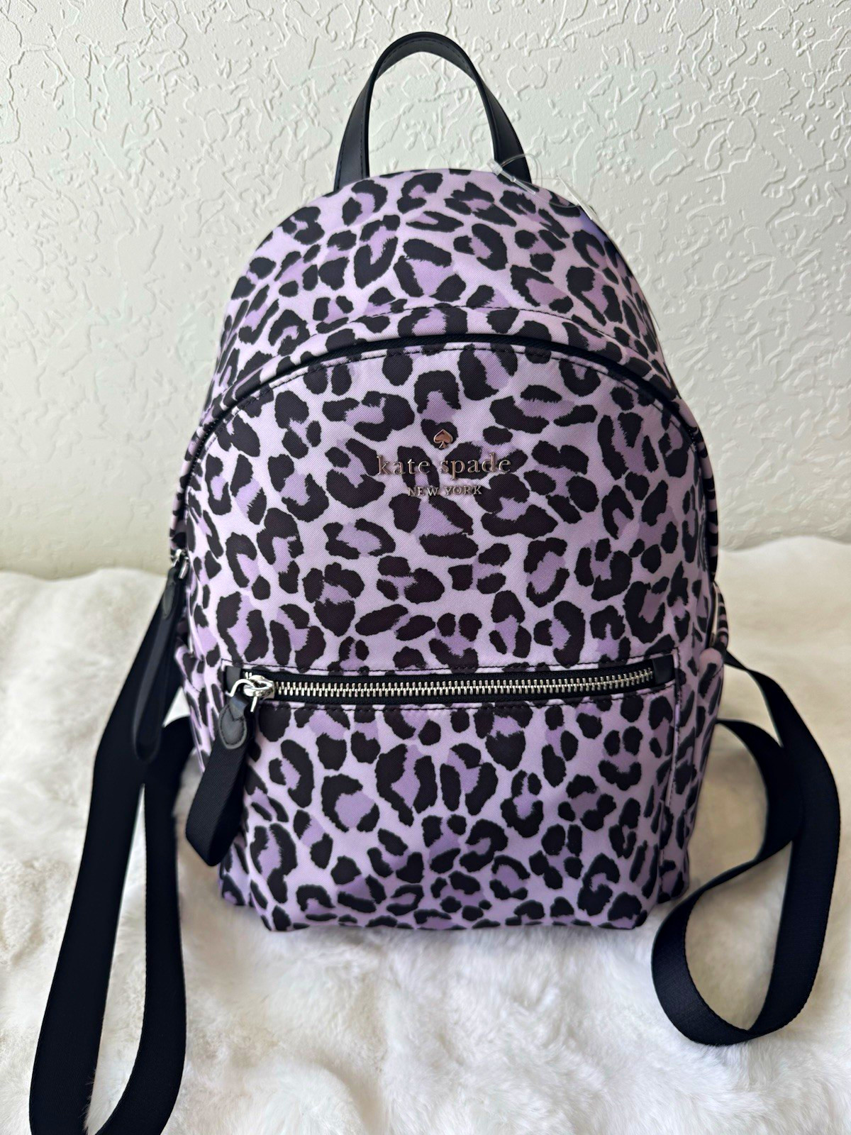 Kate Spade New York Chelsea Medium Backpack Spotted Leopard Violet Purple/Black Kate Spade New York Chelsea Medium Backpack Spotted Leopard Violet Purple/Black