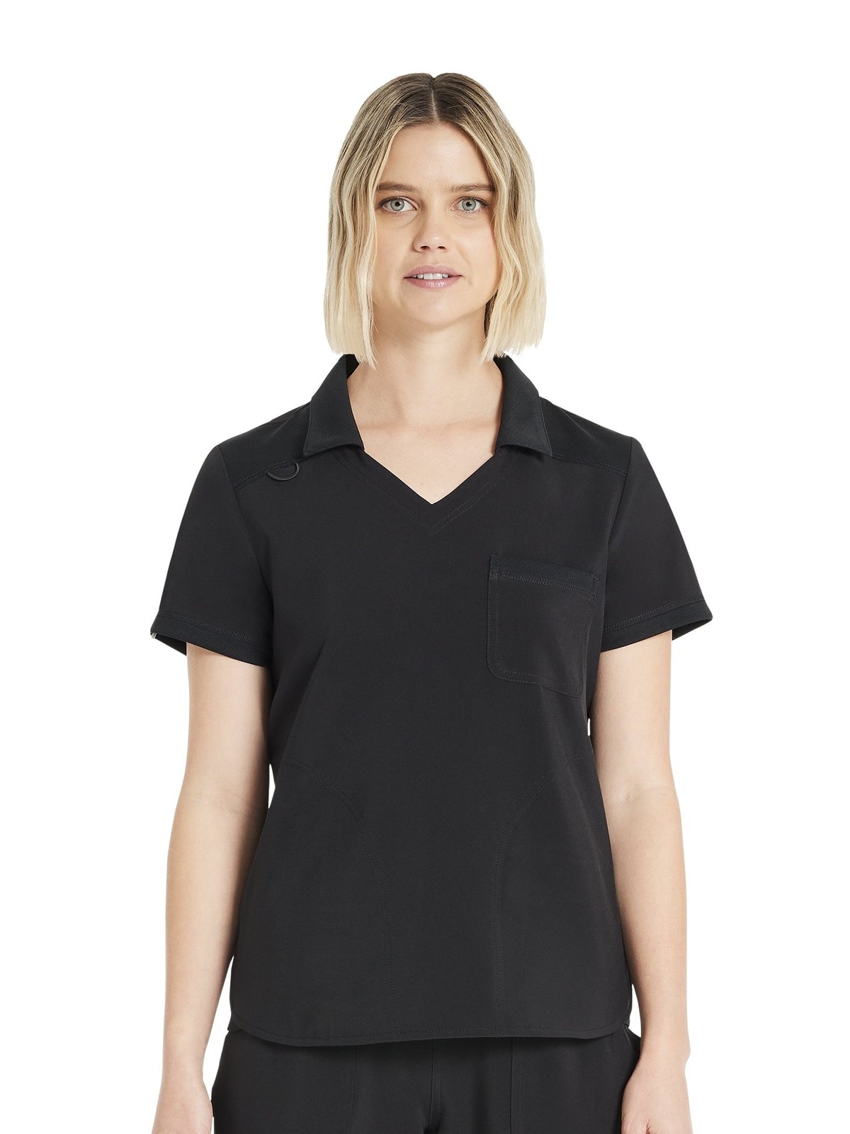 Scrubstar Women\'s Antimicrobial Collar Scrub Top XL Black