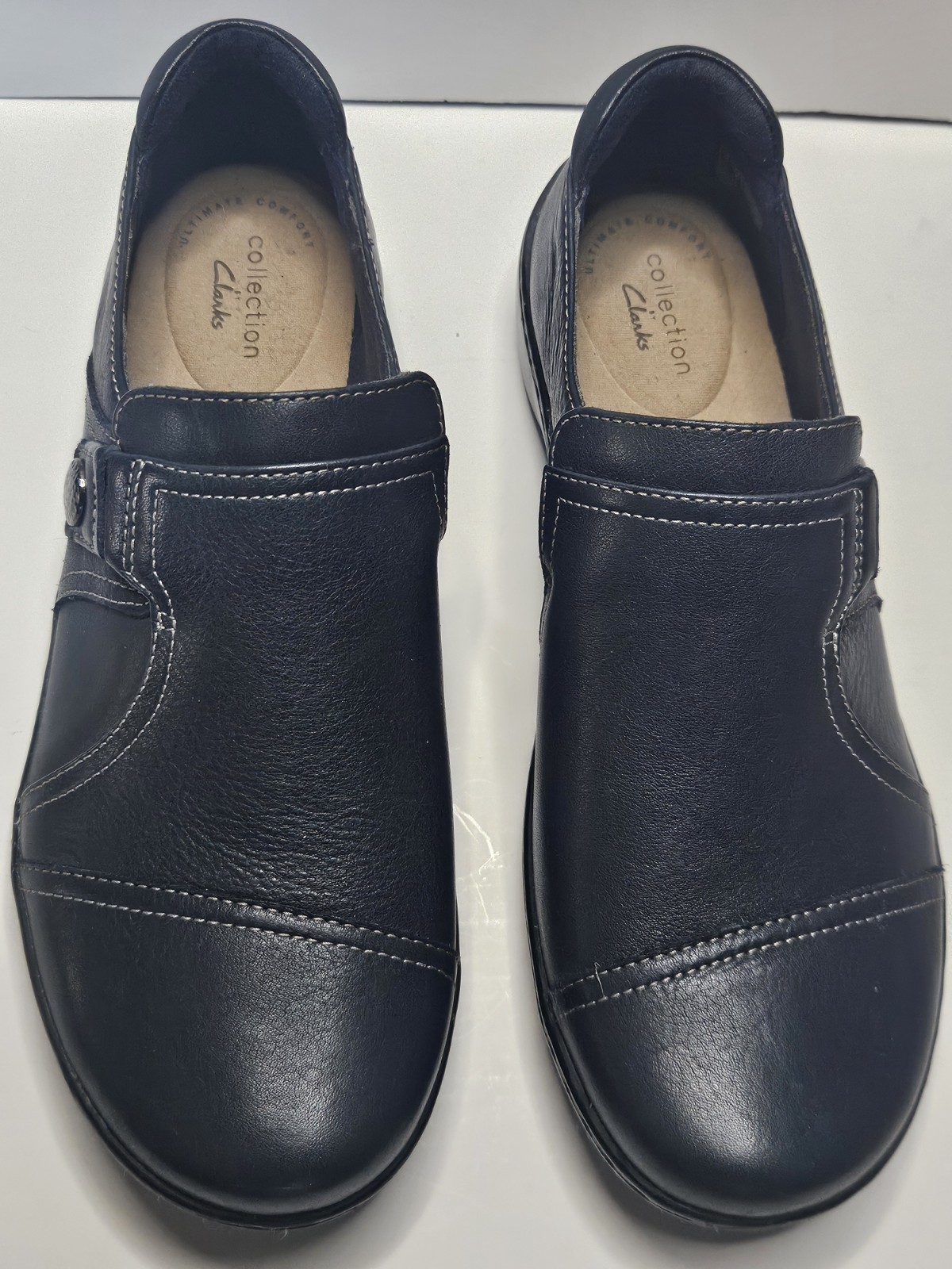 Collection By Clarks Ultimate Comfort Navy Blue Leather Uppers 8 M Loafers