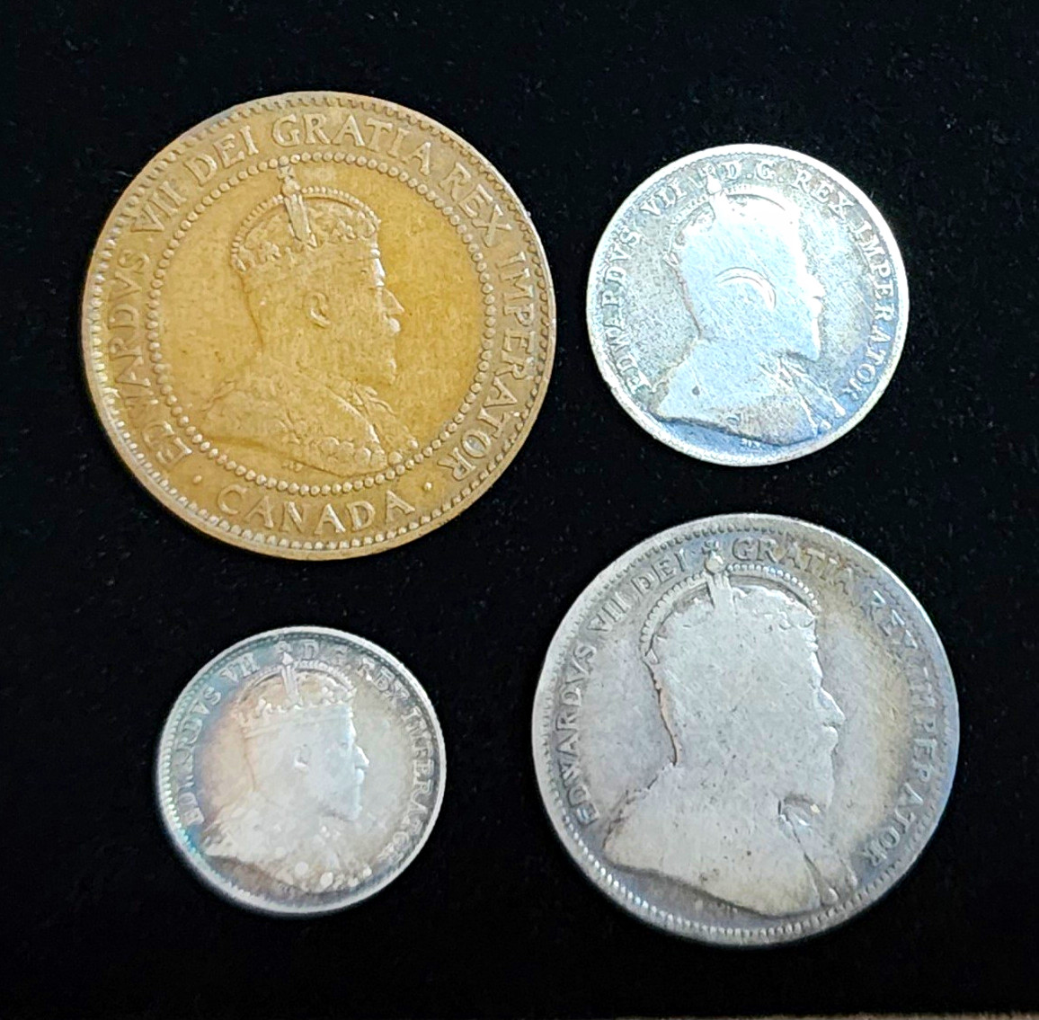 Canada Edward VII Mixed Coin Lot 1C 5C 10C 25C 1903-1909 Silver/Bronze Canada Edward VII Mixed Coin Lot 1C 5C 10C 25C 1903-1909 Silver/Bronze