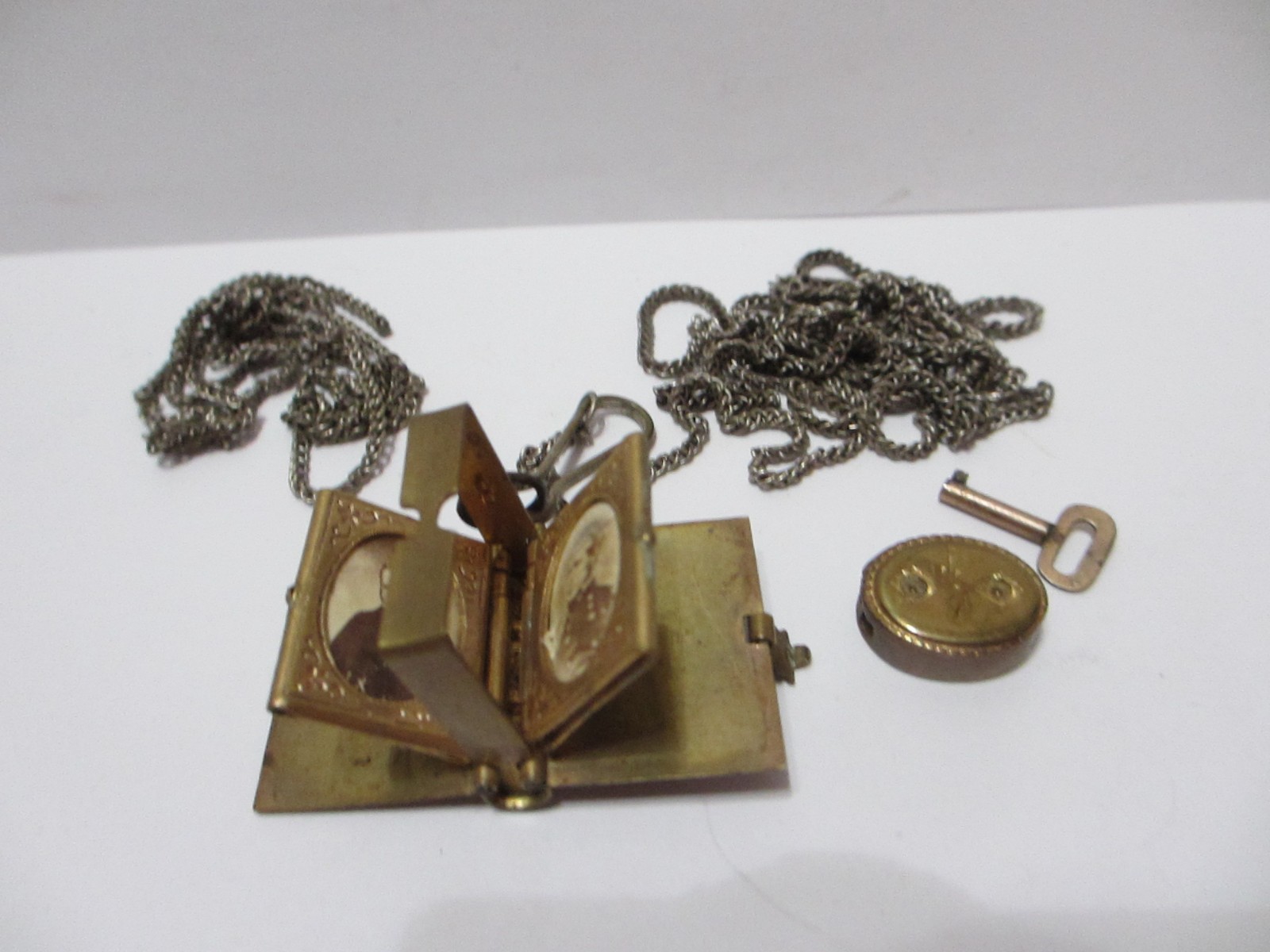 ANTIQUE 1860'S CIVIL WAR ERA SOLDIER TIN TYPE LOCKET PHOTO BOOK CHAIN CHATELAINE ANTIQUE 1860'S CIVIL WAR ERA SOLDIER TIN TYPE LOCKET PHOTO BOOK CHAIN CHATELAINE