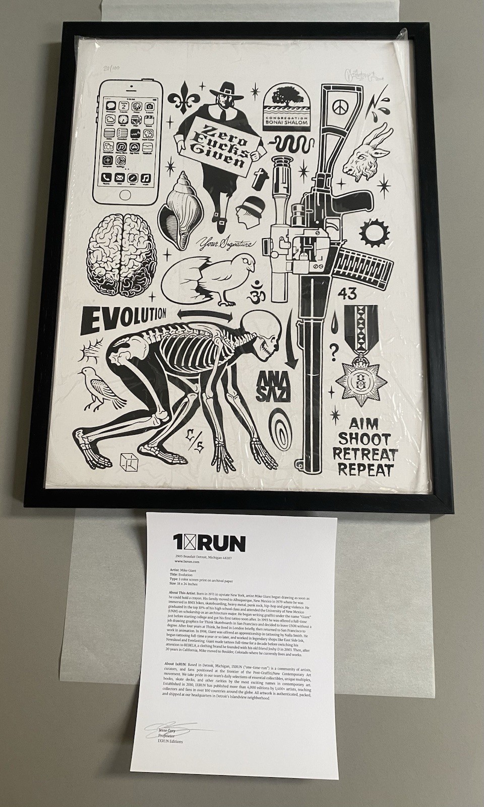 Mike Giant Evolution Art Print Signed Professionally Framed X/100 LOP