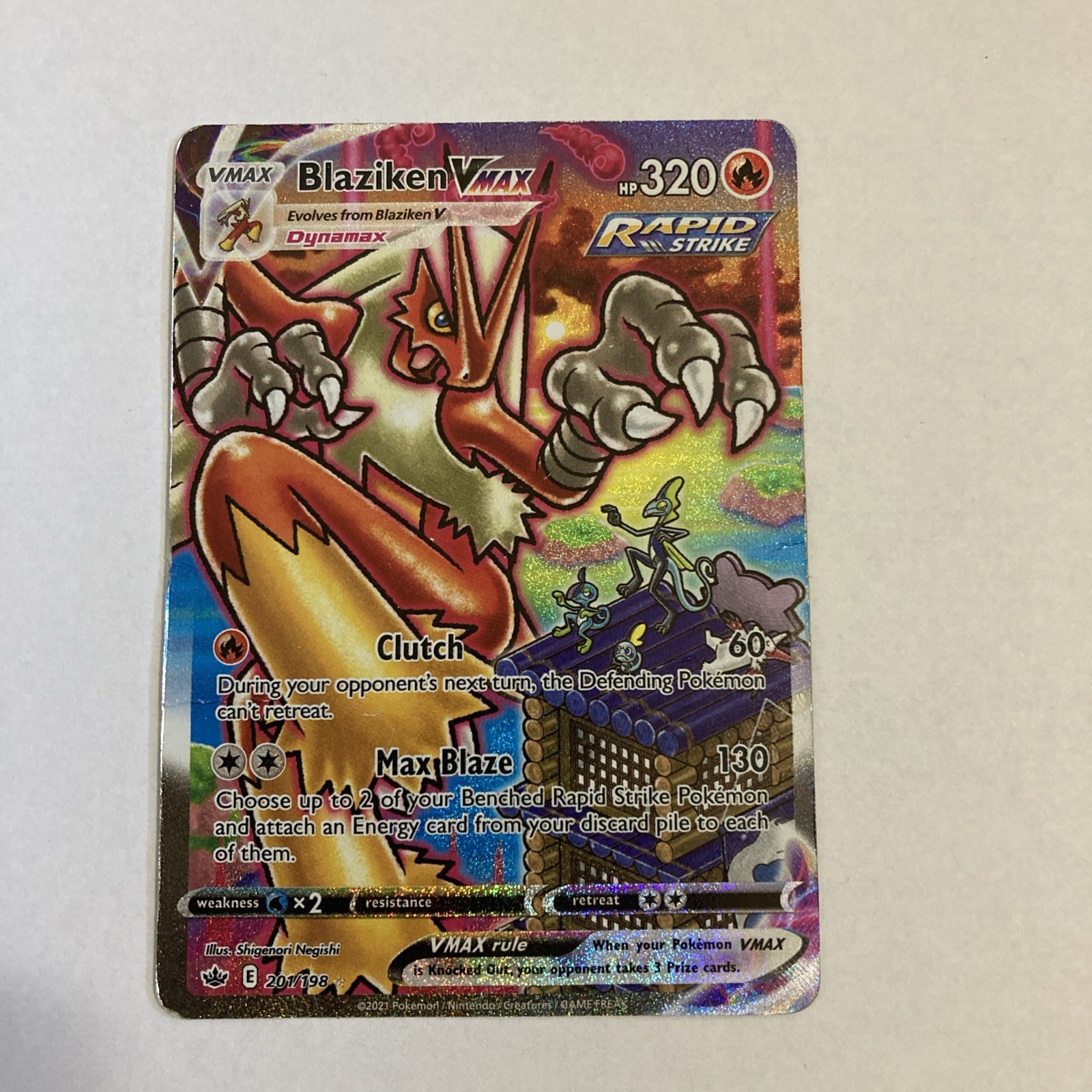 Blaziken VMAX (Alternate Art Secret) 201/198: Sword & Shield - Chilling Reign NM Blaziken VMAX (Alternate Art Secret) 201/198: Sword & Shield - Chilling Reign NM