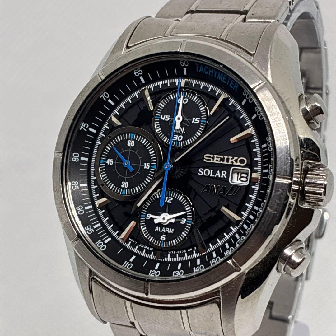 〇Excellent condition, but not working: Seiko Solar men\'s watch, ANA collab