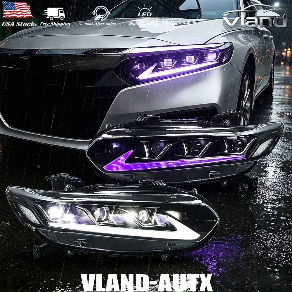 Headlights For 2018-22 Honda Accord 10th Gen LED W/Animation Sequential Assembly Headlights For 2018-22 Honda Accord 10th Gen LED W/Animation Sequential Assembly
