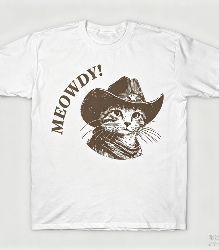 Meowdy Cowboy Cat Retro 90s Tee?Funny Western Country Kitten Graphic Shirt
