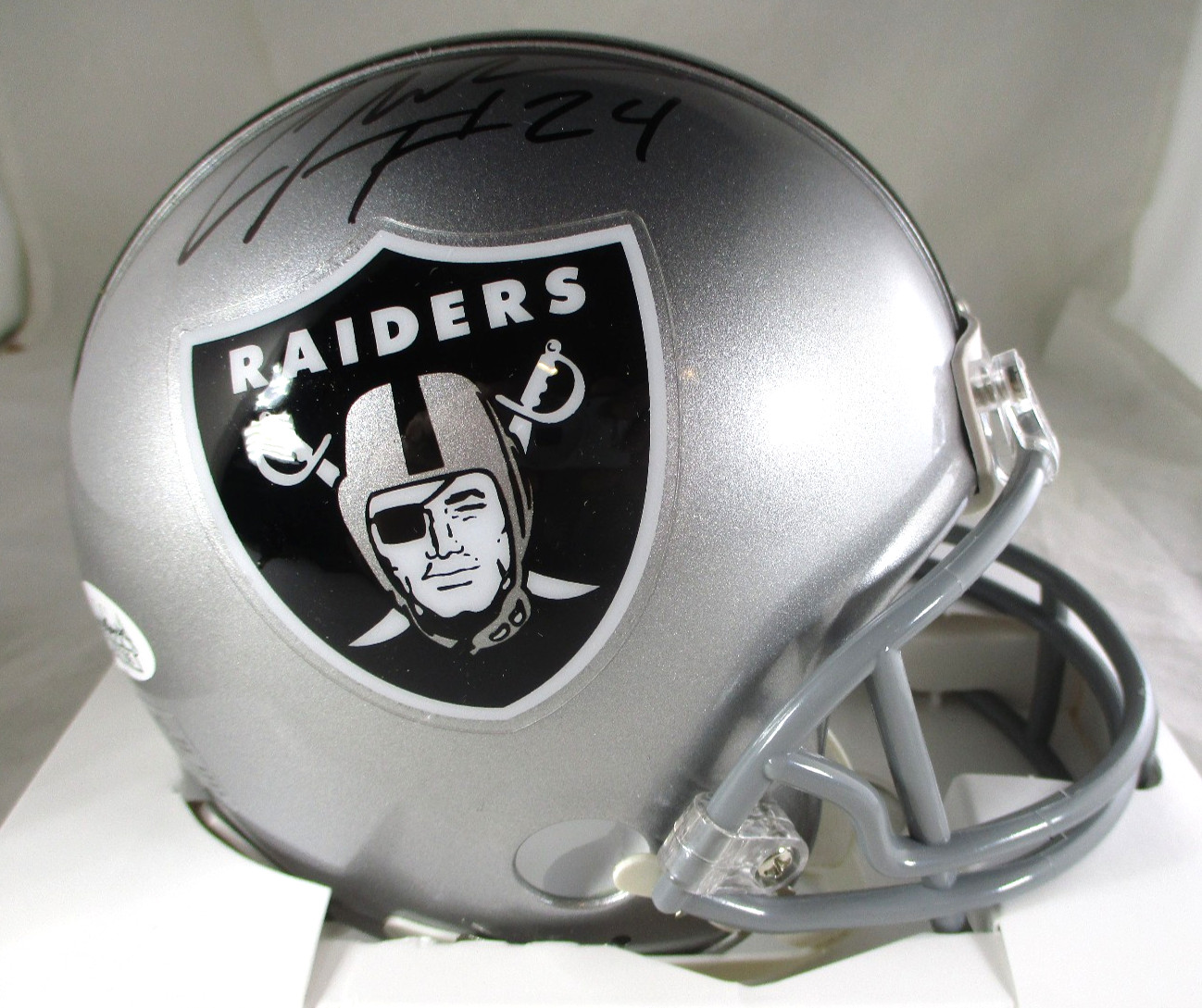 Charles Woodson / Autographed Oakland Raiders Riddell Mini Football Helmet / JSA