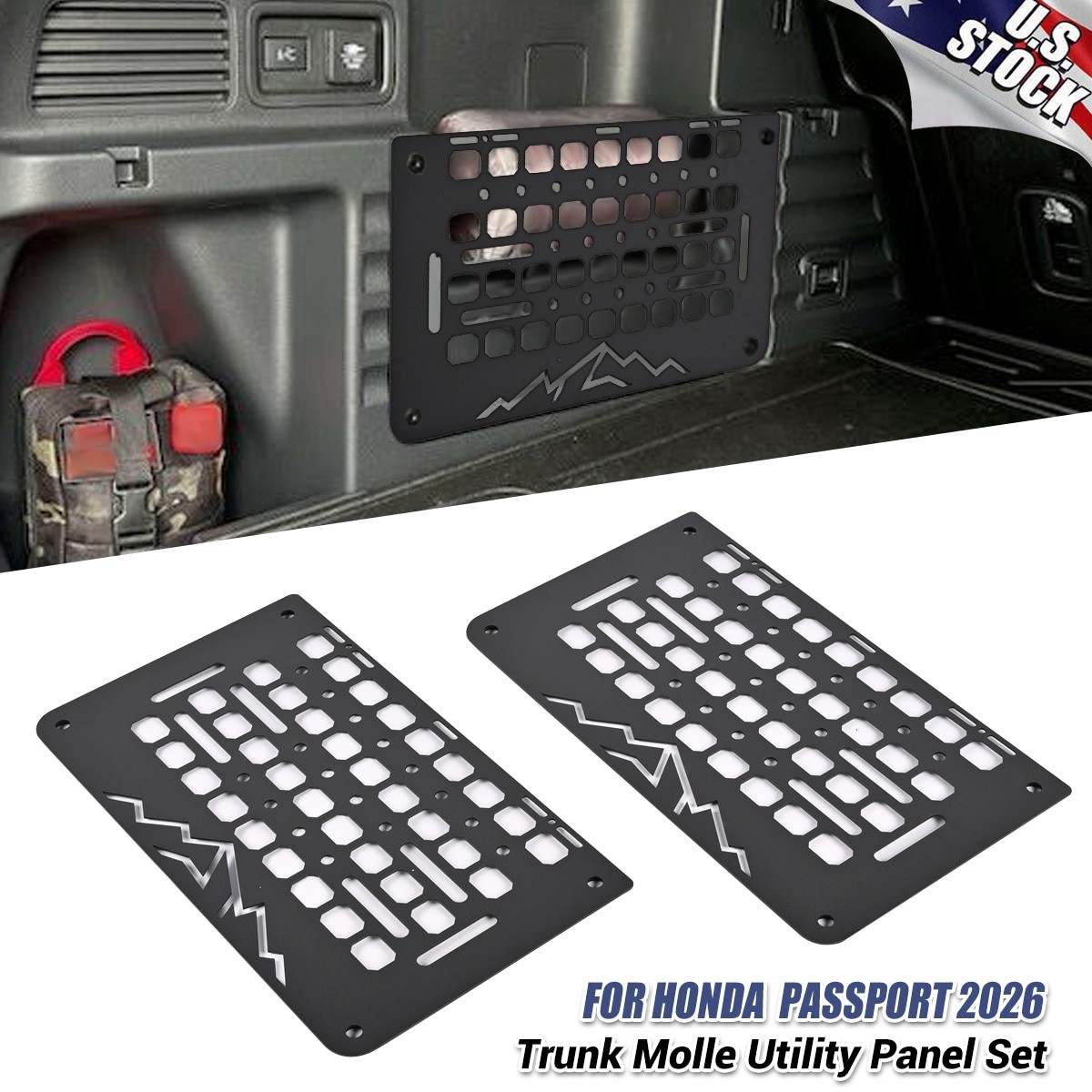 For Honda Passport 2026+ Car Trunk Molle Utility Panel Set 08Z03-3BM-100 Black