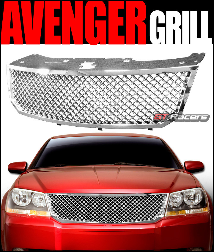 For 2008-2010 Dodge Avenger Chrome Luxury Mesh Front Hood Bumper Grille Guard