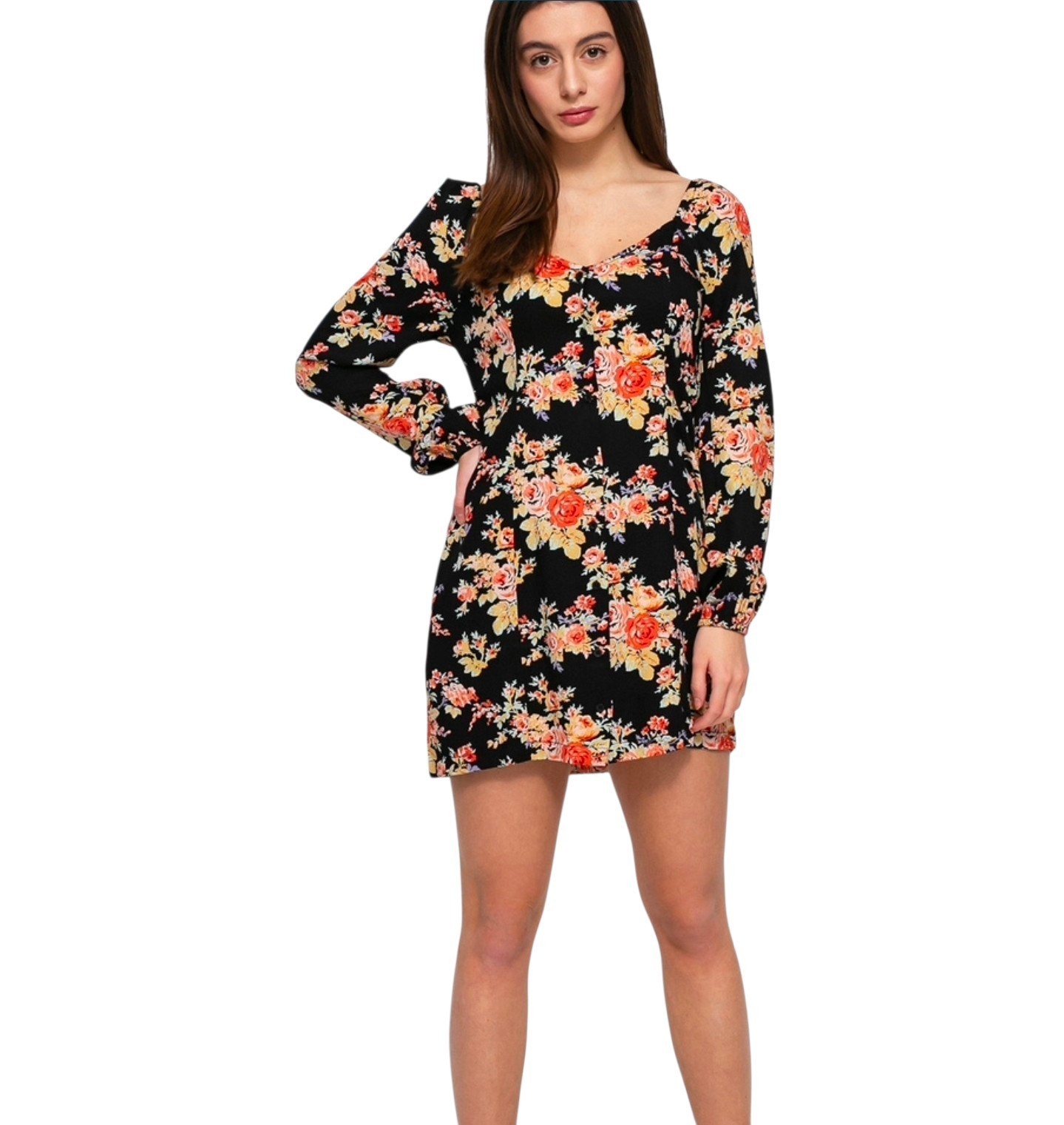 NWT RVCA Black Floral Print First Time Dress Size Small