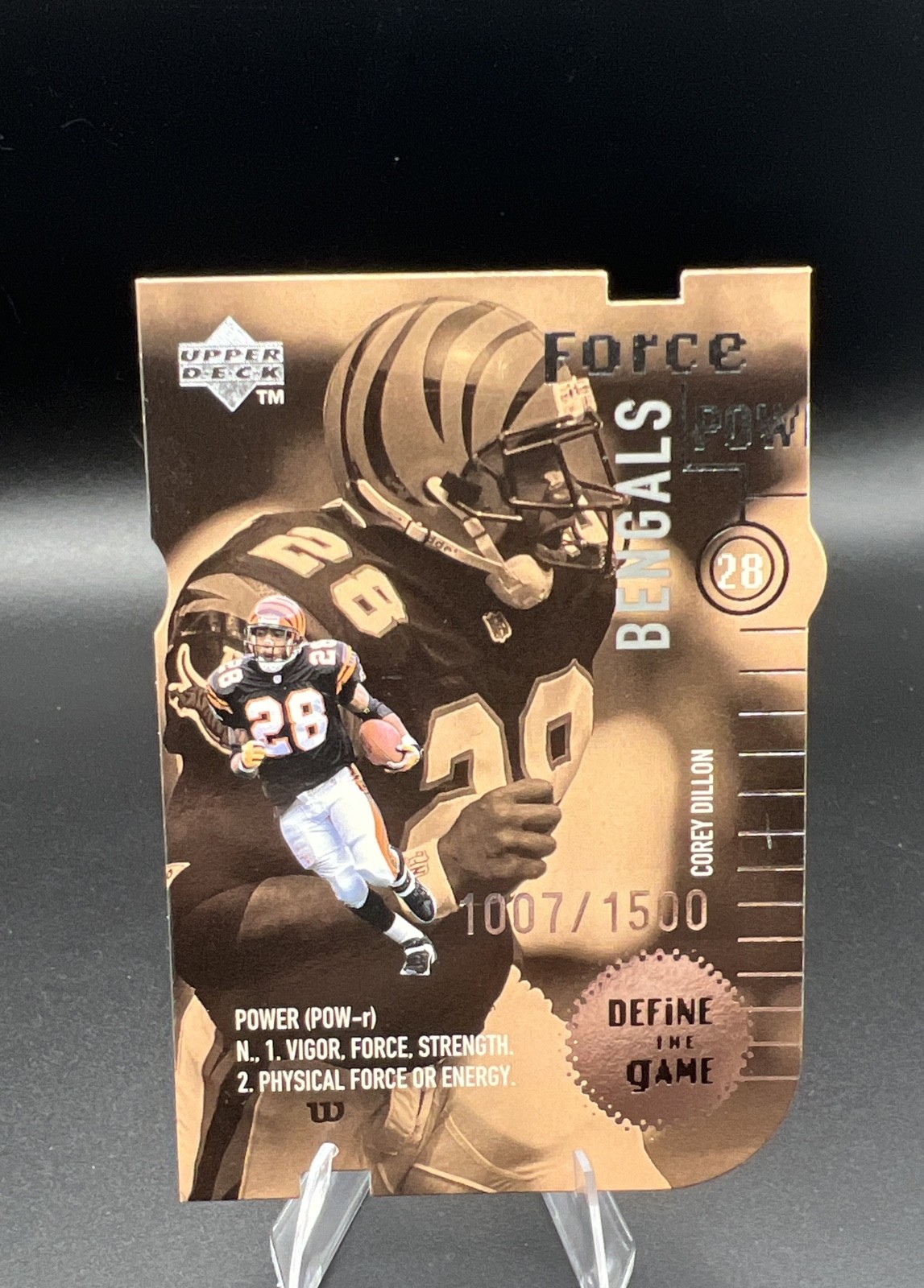 1998 Upper Deck - Define the Game Corey Dillon #DG10 Bronze Die-Cut /50