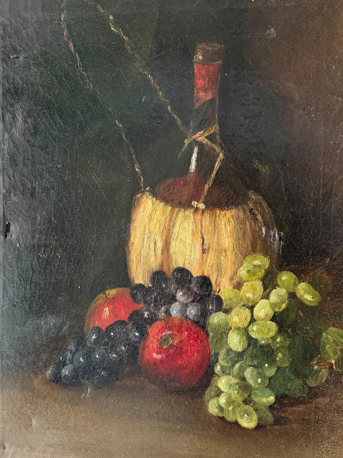 Antique 19th Century Original Still Life Oil Painting on Canvas Signed Unframed