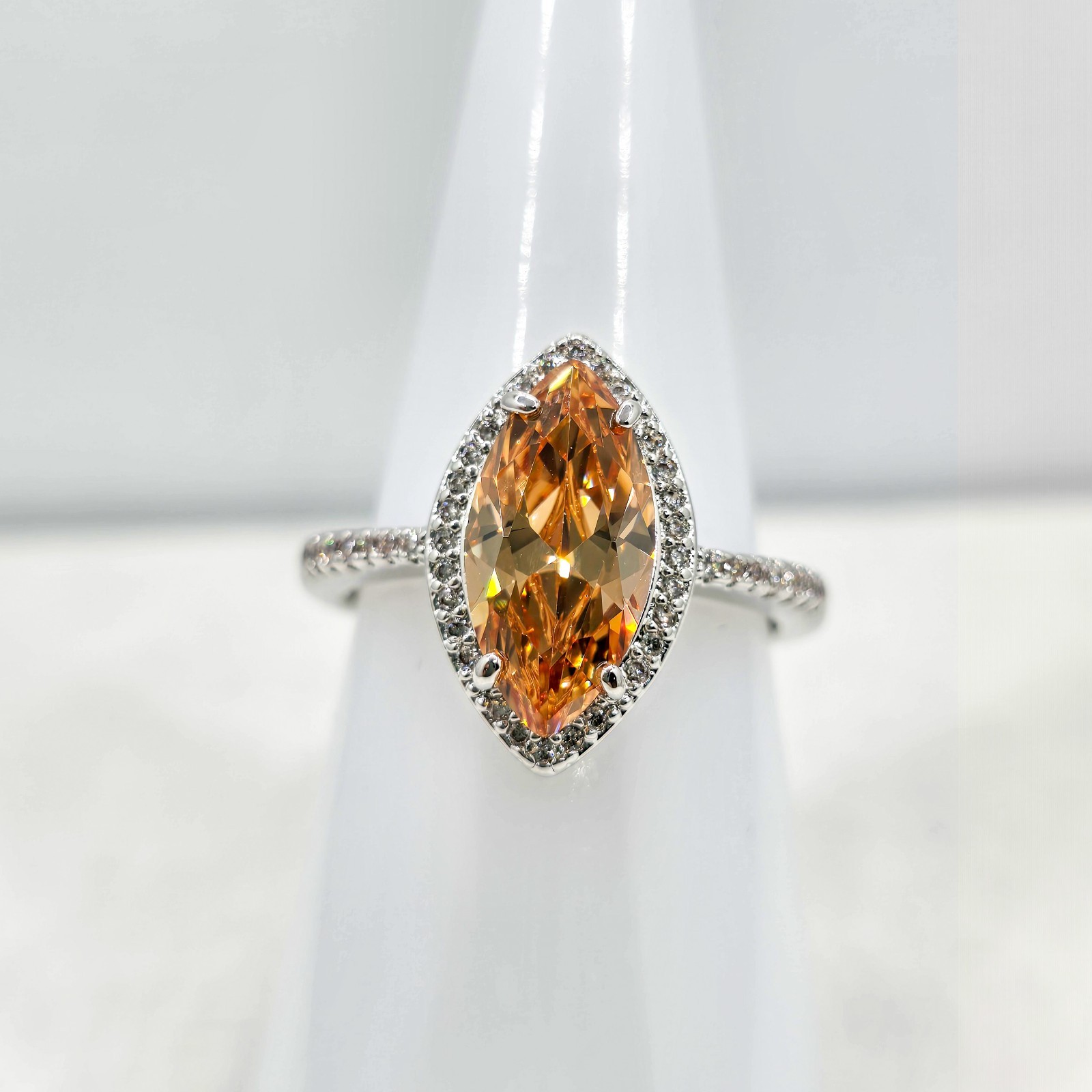 Bomb Party Incredible style ft Lab created Morganite and White Topaz ring Size 8 Bomb Party Incredible style ft Lab created Morganite and White Topaz ring Size 8