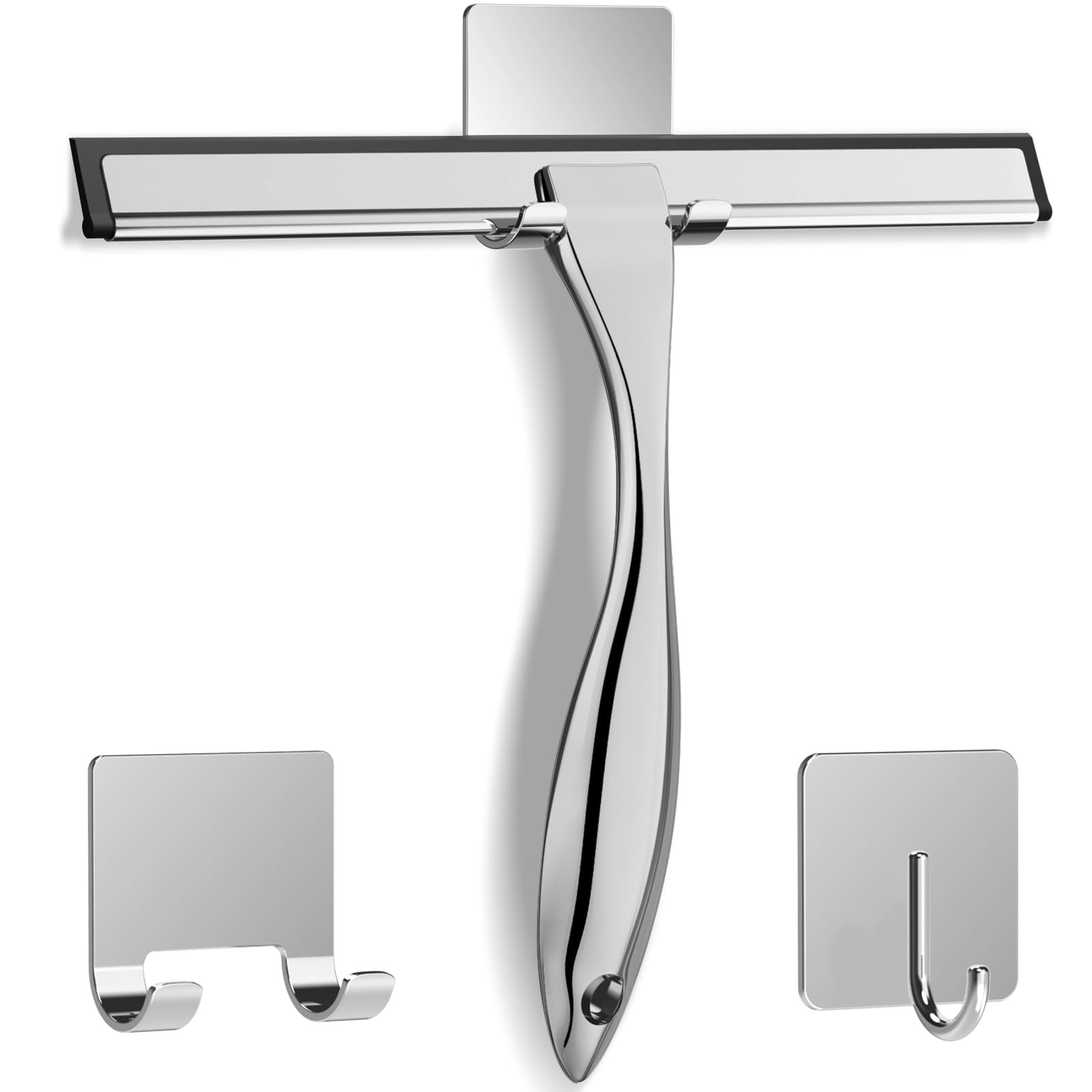 All-Purpose Stainless Steel Shower Squeegee for Glass 10 Inch, Silver
