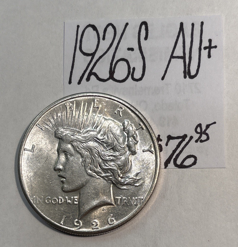 1926-S Peace Silver Dollar Coin (AU+) About Uncirculated+ Condition ENN Coins 1926-S Peace Silver Dollar Coin (AU+) About Uncirculated+ Condition ENN Coins