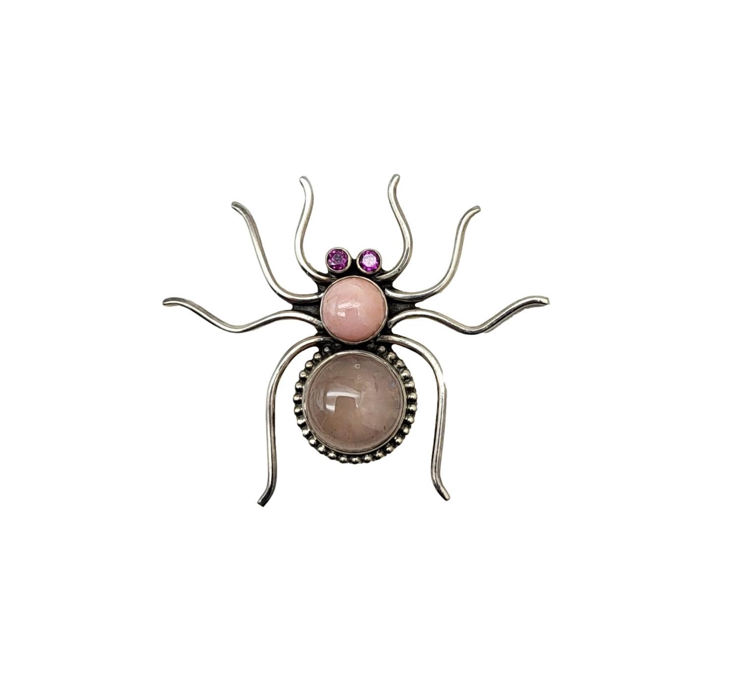 Nicky Butler RARE Rose Quartz Pink Opal Gemstone Spider Brooch 925 Silver