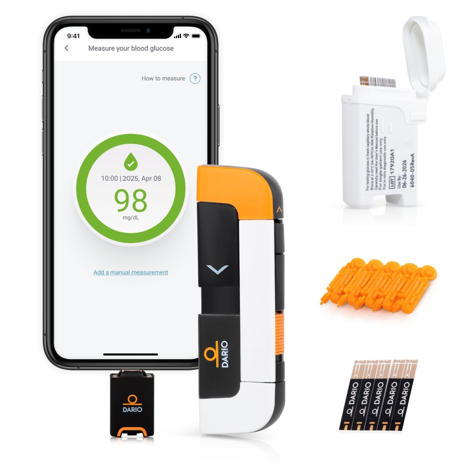 DARIO Smart Glucose Monitor Kit | USB-C Port (Compatible with Android & iPhone