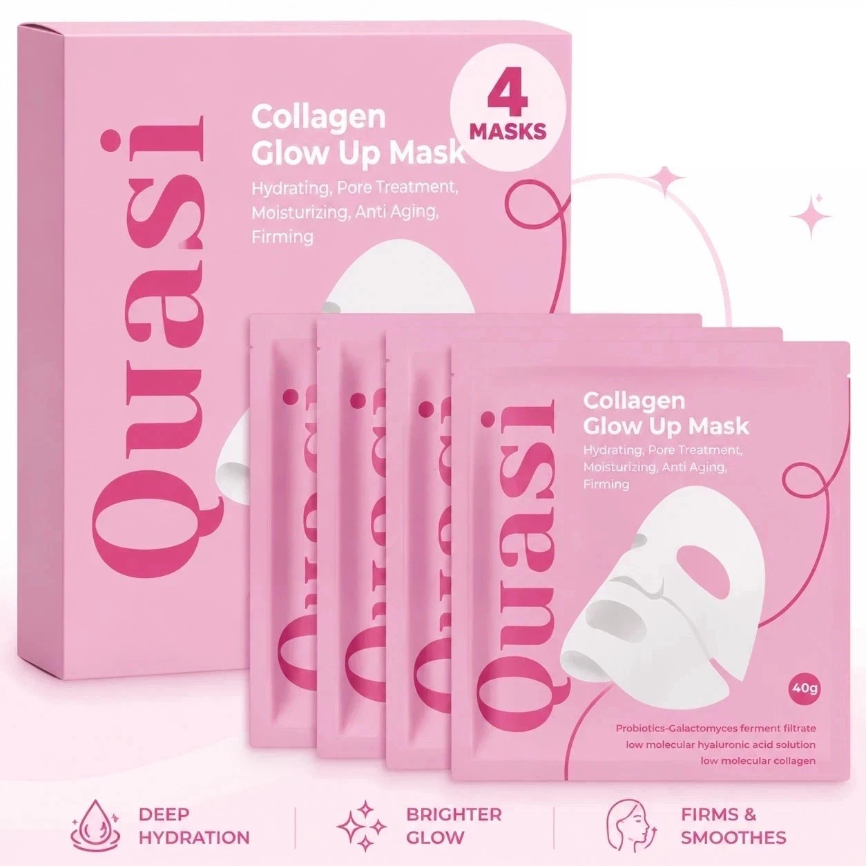 Quasi-Collagen Glow Up Mask | Hydrating & Firming Facial Mask - 4 pcs/box