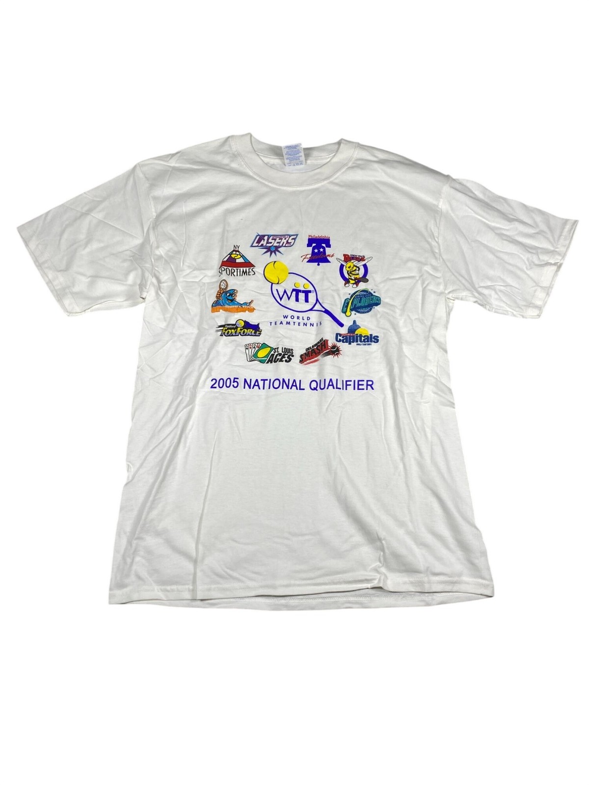 Vintage 2005 World Team Tennis WTT National Qualifier T Shirt Mens L Y2K Graphic Vintage 2005 World Team Tennis WTT National Qualifier T Shirt Mens L Y2K Graphic