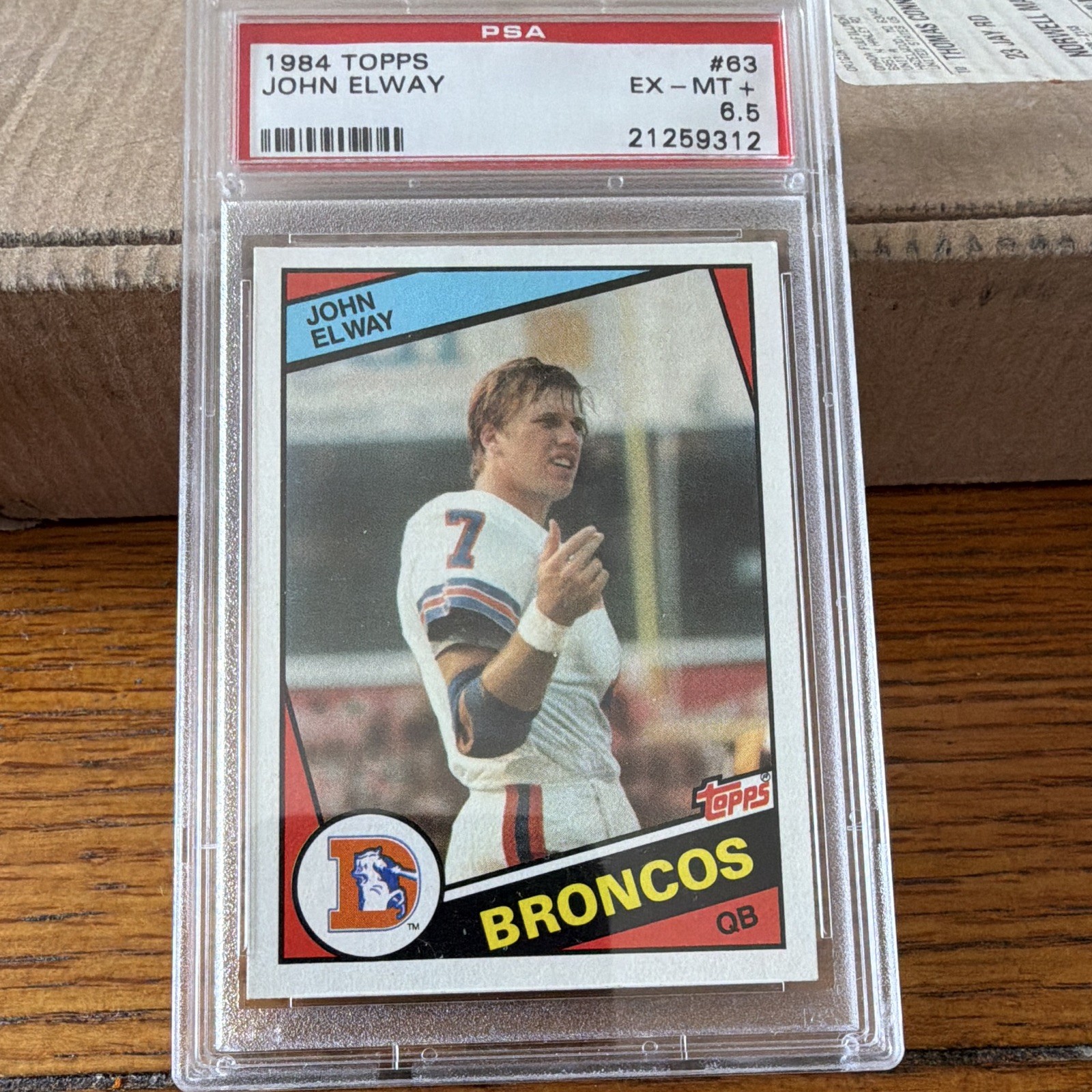 Topps 1984 John Elway Rookie #63 Denver Broncos PSA 6.5 Graded Card Topps 1984 John Elway Rookie #63 Denver Broncos PSA 6.5 Graded Card