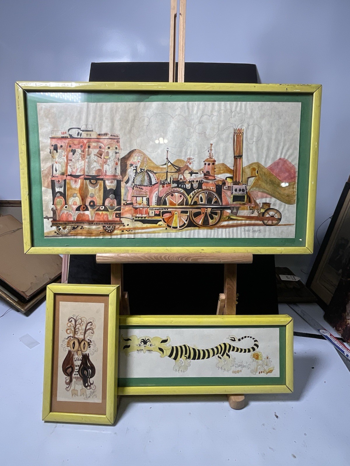 Original Diane Elson 1972 Ink Watercolor Art Set 3