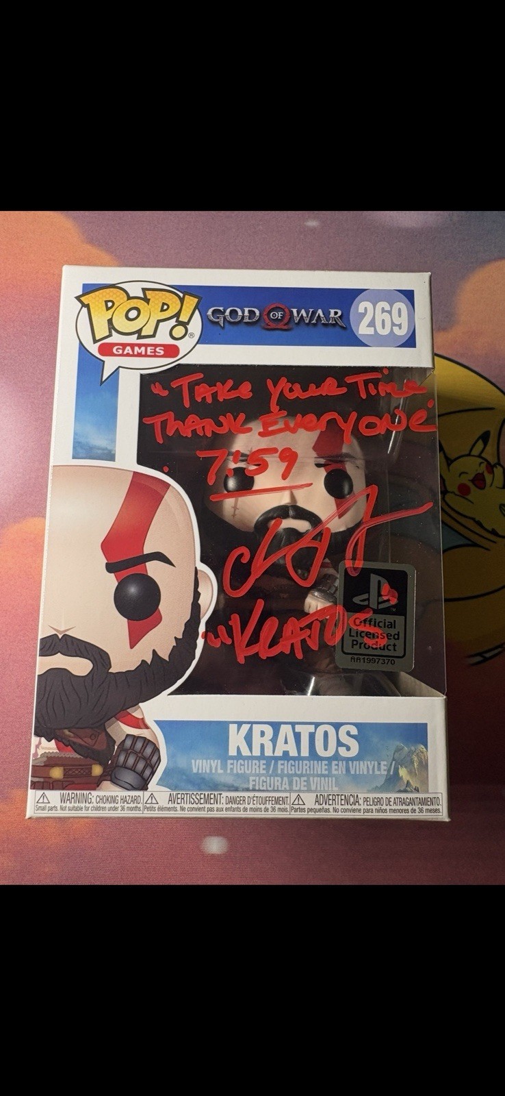 Kratos God of War Funko Pop Signed by Christopher Judge With Quote
