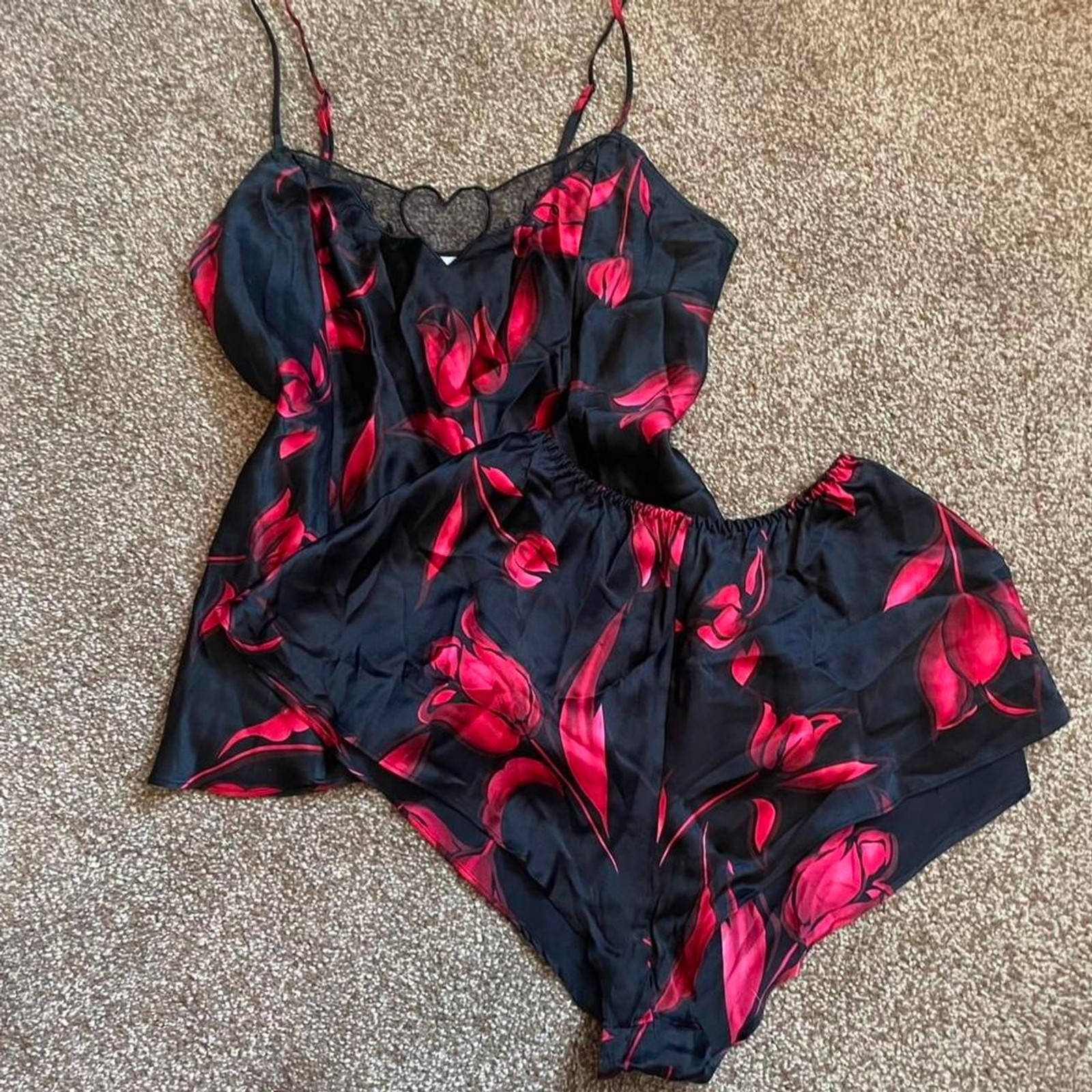 Victoria-s-secret Women\'s Black and Red Pajamas Victoria-s-secret Women\'s Black and Red Pajamas