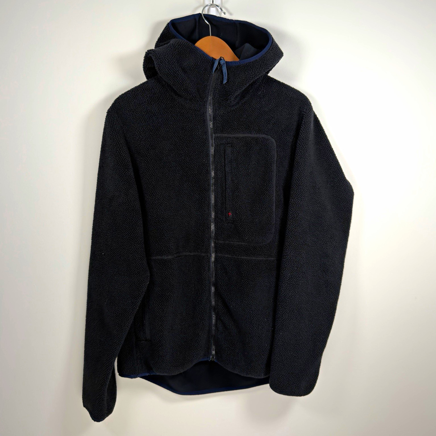 Relwen Men\'s Black Shag Fleece Zip-Up Hoodie Size Large Relwen Men\'s Black Shag Fleece Zip-Up Hoodie Size Large