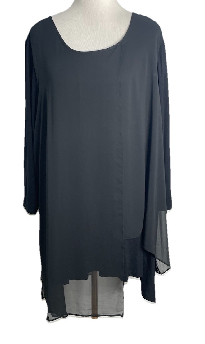 NWT Catherines Womens 3X Black Sheer Layered Tunic Top Lagenlook Minimalist NWT Catherines Womens 3X Black Sheer Layered Tunic Top Lagenlook Minimalist
