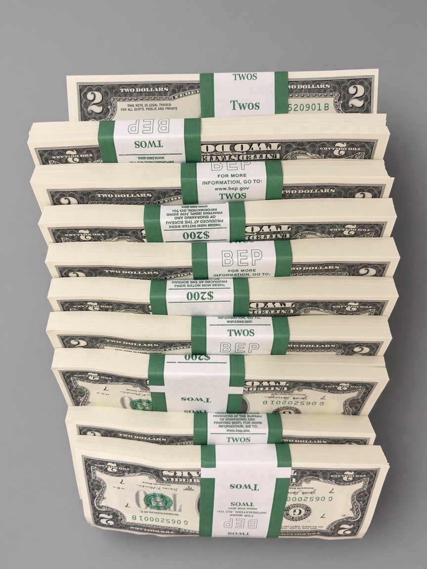(100)– Full BEP Strap – Uncirculated Federal Reserve NT $2 Bills