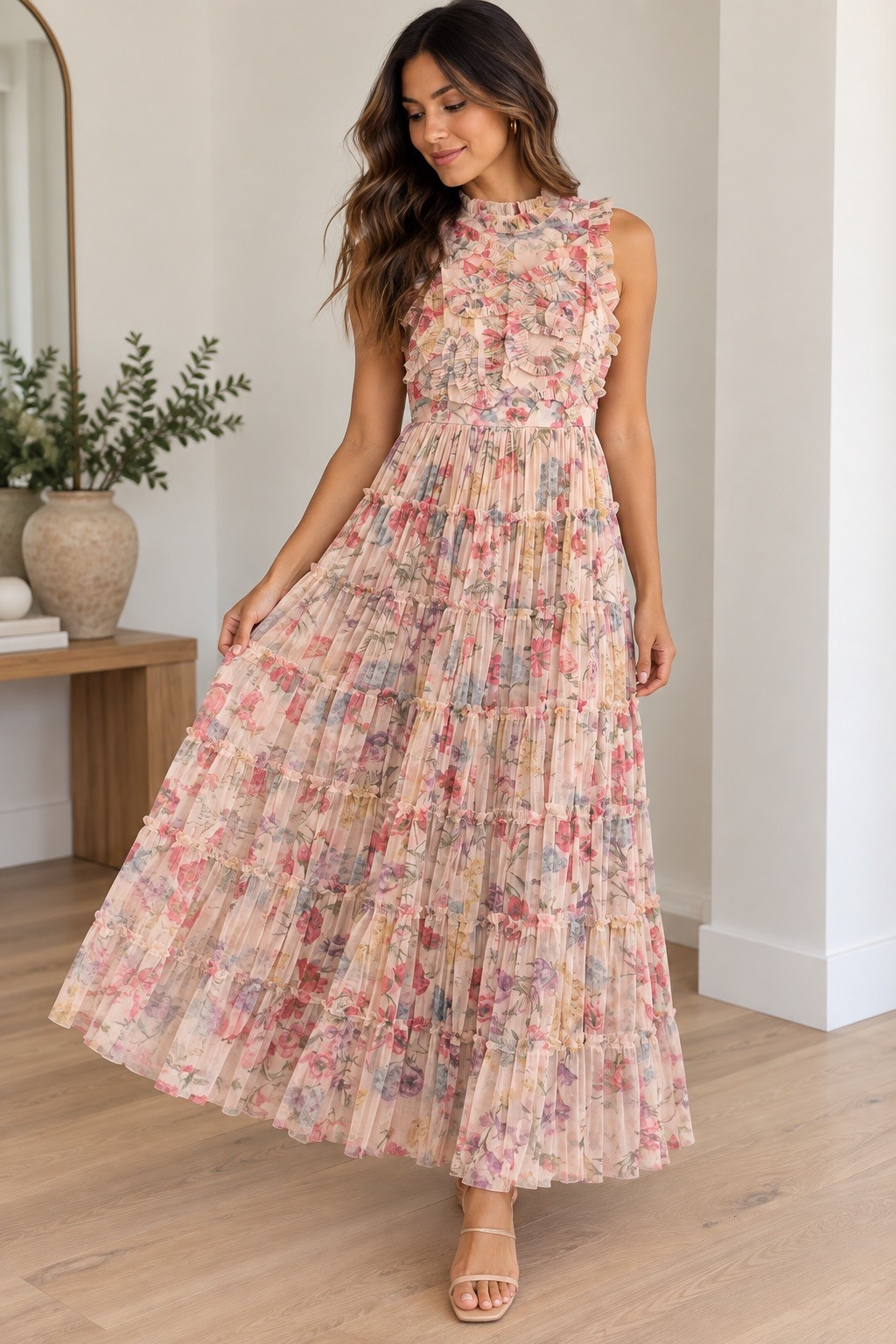 NWOT Sundance Catalog “Let Me Be Jenny Dress” Floral Tiered Mesh Maxi Gown, Sz S NWOT Sundance Catalog “Let Me Be Jenny Dress” Floral Tiered Mesh Maxi Gown, Sz S