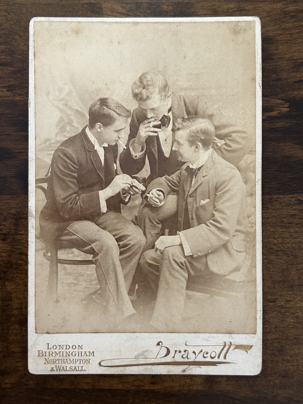 Men Smoking Cigarettes London Draycott Cabinet Card Antique Photo Tobacciana Men Smoking Cigarettes London Draycott Cabinet Card Antique Photo Tobacciana
