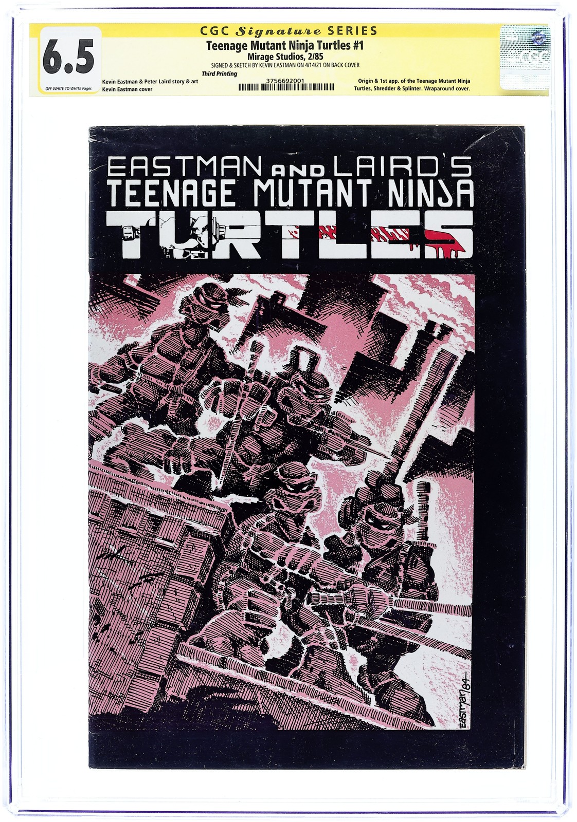 Teenage Mutant Ninja Turtles #1 3rd Printing CGC 6.5 SS Eastman 1985 3756692001