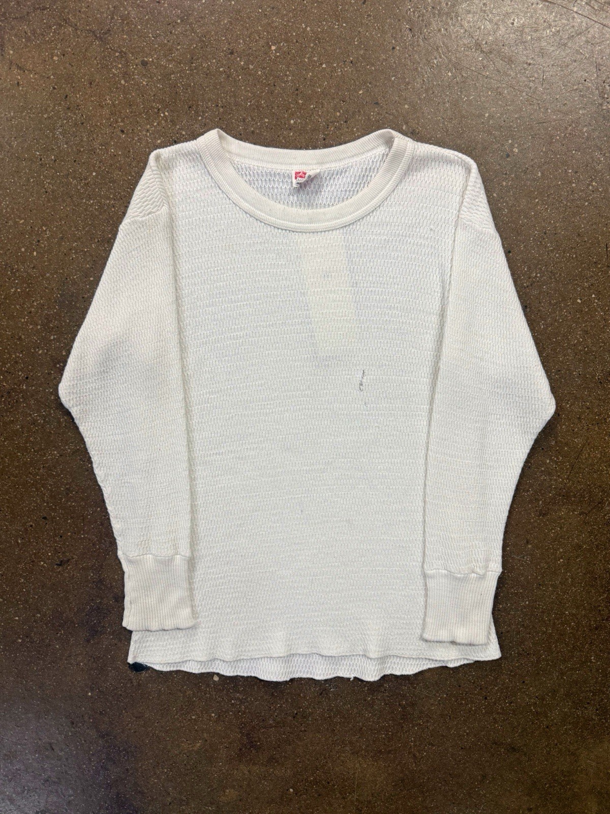 Vintage 80s Hanes Blank White Waffle Knit Thermal Shirt Men’s Medium Made In USA