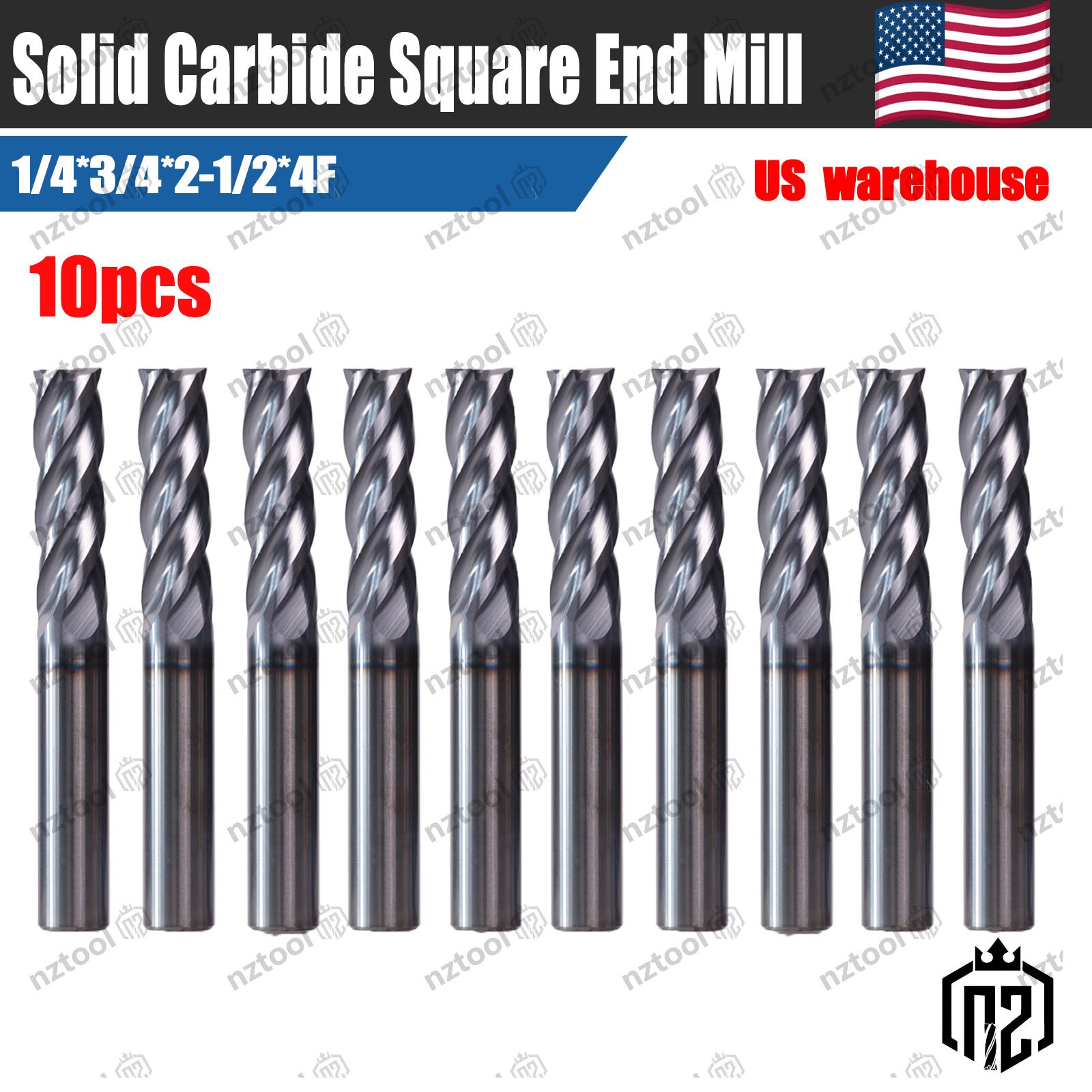 10Pcs 4 Flute 1/4 10Pcs 4 Flute 1/4